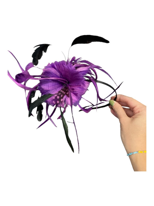 No Brand Black & Purple Feather Fascinator Headband Black & Purple