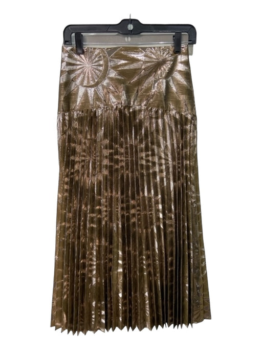 Scotch & Soda Size XS Gold Viscose & Polyester Metallic Pleated Side Zip Skirt Gold / XS