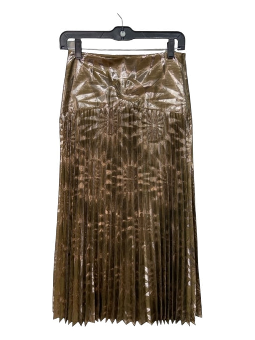 Scotch & Soda Size XS Gold Viscose & Polyester Metallic Pleated Side Zip Skirt Gold / XS