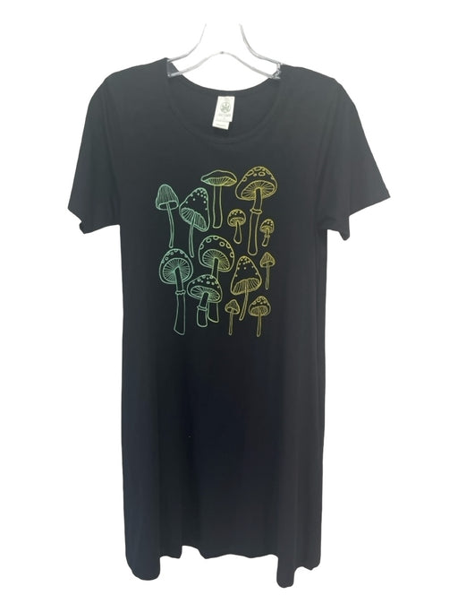 Soul Flower Size S Black & Multi Cotton Mushroom T shirt dress Pockets Dress Black & Multi / S