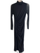 Aqua Size S Black Polyester Blend Turtle Neck Long Sleeve Gathered Side Dress Black / S