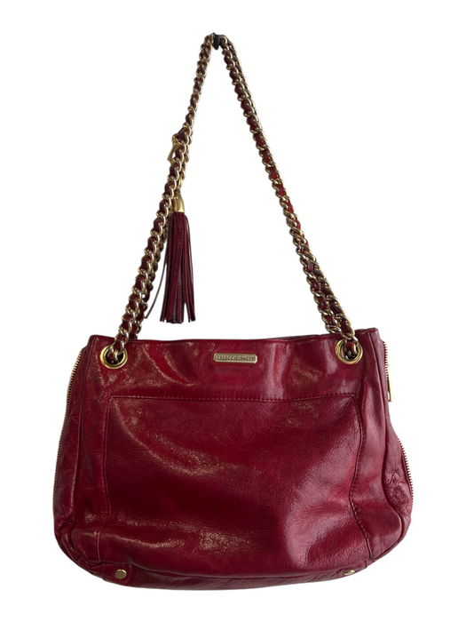 Rebecca Minkoff Red Leather Gold hardware Chain Strap Inside & Out Pockets Bag Red / S