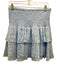Milly Size 12 Light Blue Polyester Smocked Waist Band Leopard Tiered Mini Skirt Light Blue / 12