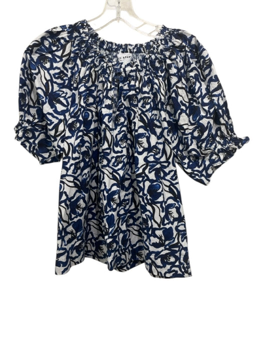 Apiece Apart Size S White, Black, Blue Cotton painted floral Puff Sleeve Top White, Black, Blue / S