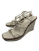 Tory Burch Shoe Size 9 White & Brown Leather open toe Ankle Strap Strappy Wedges White & Brown / 9