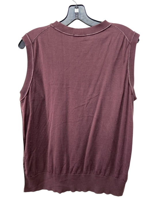 COS Size L Plum Purple Cotton & Silk Thin Knit Contrast Stiching Sleeveless Top Plum Purple / L