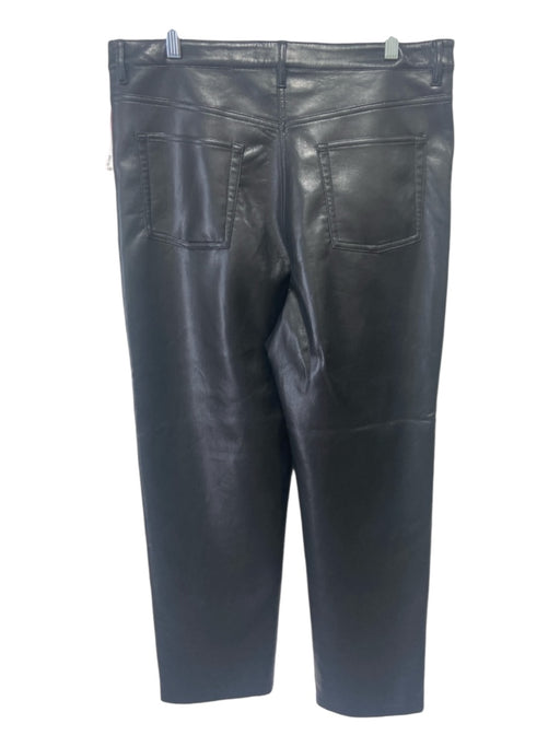 Wilfred Size 14 Black Faux Leather Button & Zip Straight High Rise Pants Black / 14