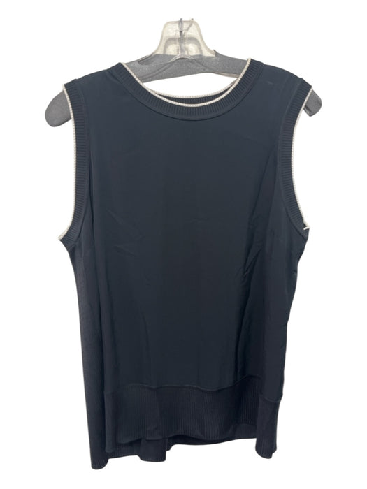 Rag & Bone Size L Black & White Triacetate Sleeveless Ribbed Accent Top Black & White / L