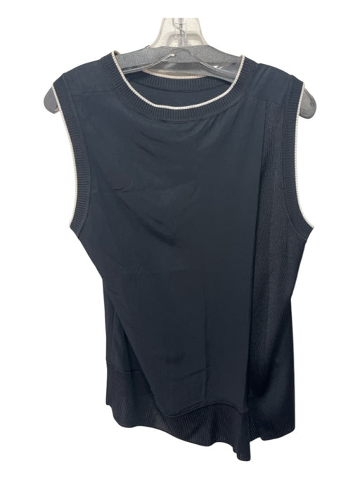 Rag & Bone Size L Black & White Triacetate Sleeveless Ribbed Accent Top Black & White / L