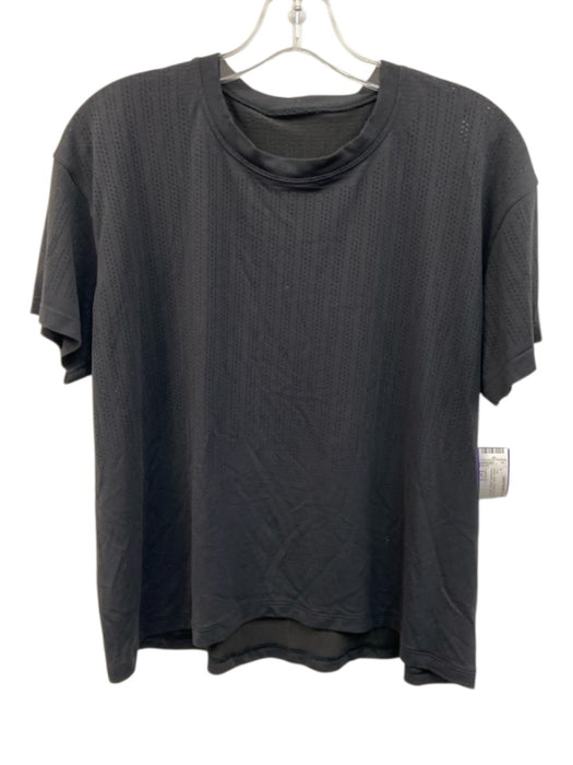 Lululemon Size Est S Black Nylon Athletic Short Sleeve Perforated Athletic Top Black / Est S