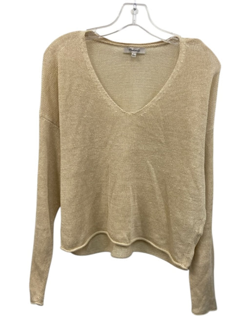 Madewell Size S Beige Linen Long Sleeve Scoop Neck Knit Top Beige / S