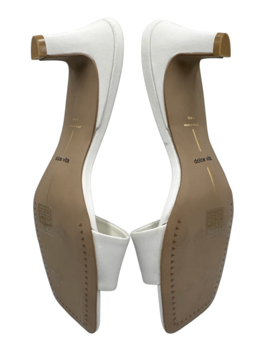 Dolce Vita Shoe Size 9 White & Beige Leather Square Toe Heel Open Toe Sandals White & Beige / 9