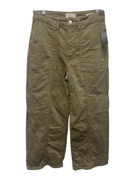 Rails Size 29 Army Green Cotton High Rise Zip Fly Wide Leg Stitch detail Jeans Army Green / 29