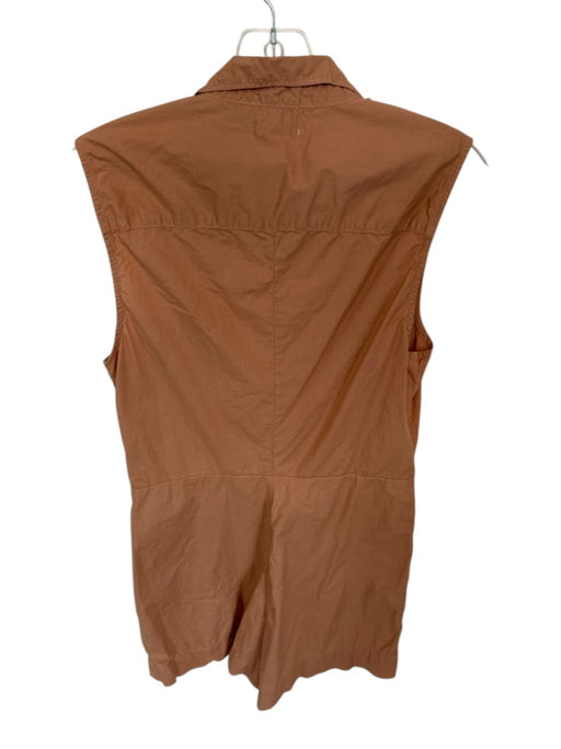 Nation Size S Light Brown Cotton Sleeveless Collar Button Down Romper Light Brown / S