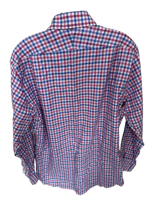 Peter Millar Size 15.5 Purple & Blue Print Cotton Checkered Button Down Shirt Purple & Blue Print / 15.5