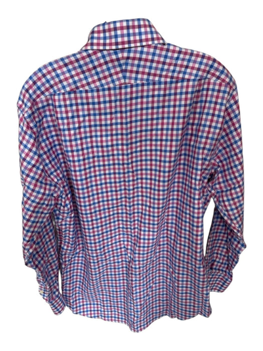 Peter Millar Size 15.5 Purple & Blue Print Cotton Checkered Button Down Shirt Purple & Blue Print / 15.5