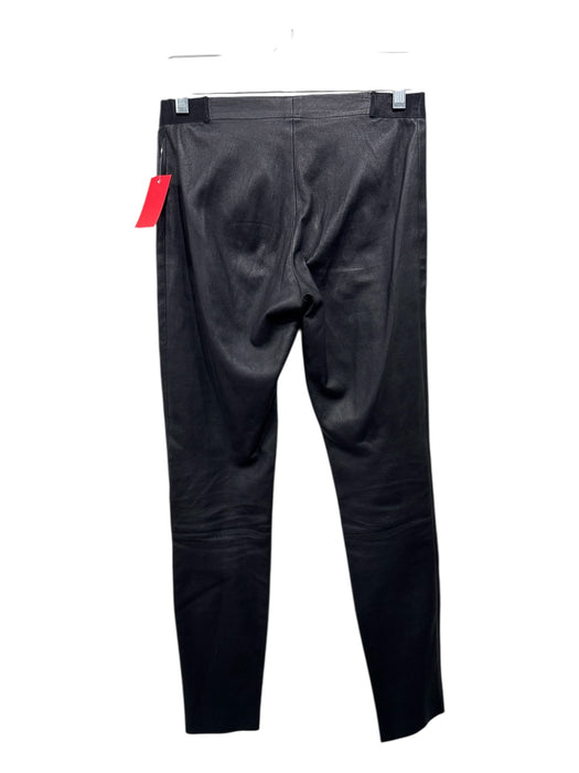 Alice + Olivia Size S Black Leather Coated Mid Rise Zip Front Slim Pants Black / S