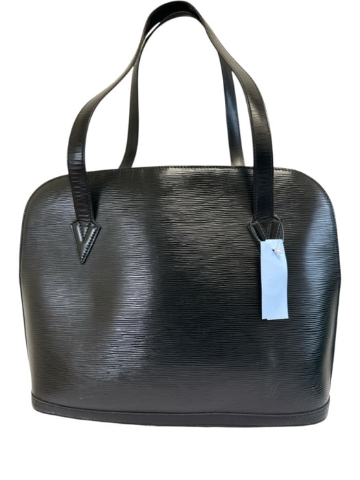 Louis Vuitton Black Leather Epi Zip Close Top Handle Shoulder Bag Black