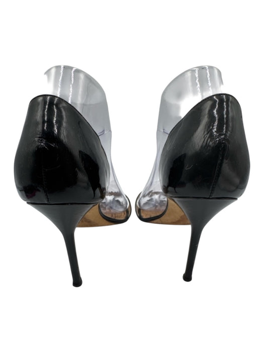 Manolo Blahnik Shoe Size 38.5 Black Leather Upper Patent D'Orsay Sandals Black / 38.5
