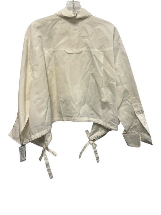 Citizens of Humanity Size XS Cream White Cotton Long Sleeve Button Up Crop Top Cream White / XS