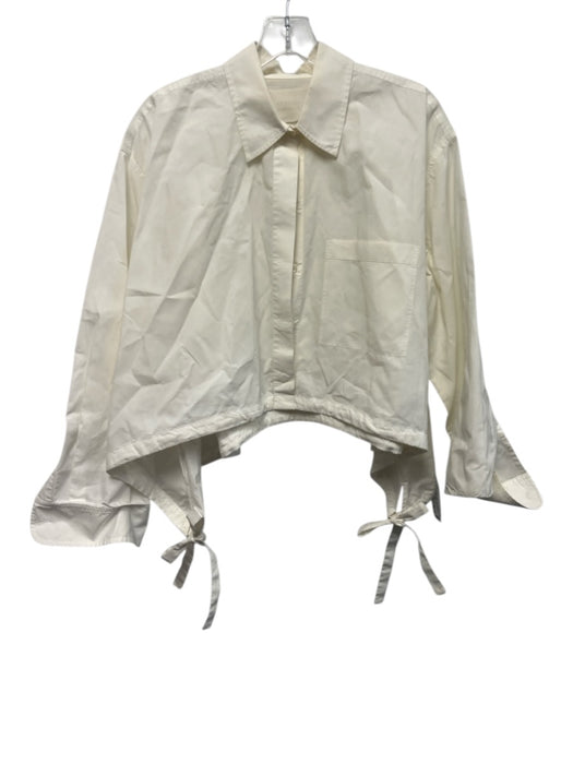 Citizens of Humanity Size XS Cream White Cotton Long Sleeve Button Up Crop Top Cream White / XS