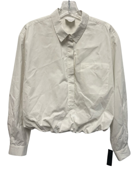 Sundays by WeAreSundays Size S White Cotton Long Sleeve 1/2 Button Collared Top White / S