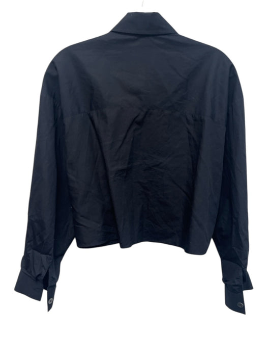 TWP Size XS/S Midnight Blue Black Cotton Long Sleeve Button Up Cropped Shirt Top Midnight Blue Black / XS/S