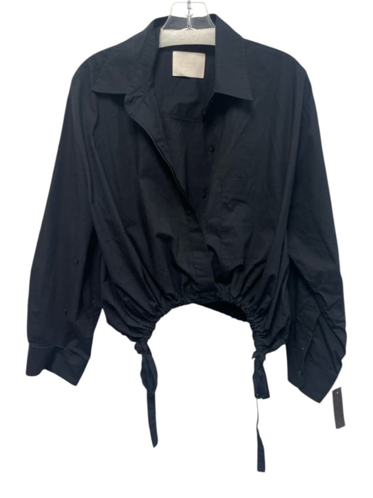 Citizens of Humanity Size XS Black Cotton Long Sleeve Button Up Tie Detail Top Black / XS