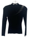 Milly Size P Black Viscose Blend Ribbed Knit Mesh Detail Mock Neck Sweater Top Black / P