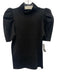 Alice + Olivia Size M Black Wool Blend Shimmer Short Puff Sleeve high neck Top Black / M