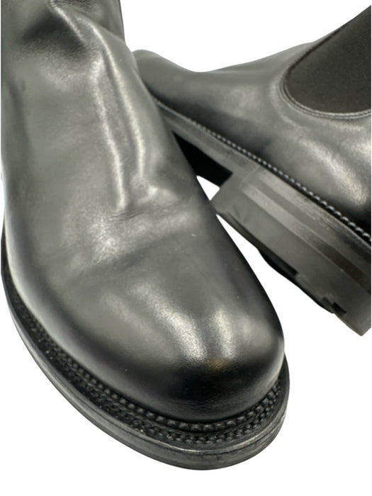 Viberg Shoe Size 10.5E Black Leather Solid Stacked Heel Chelsea Men's Shoes Black / 10.5E