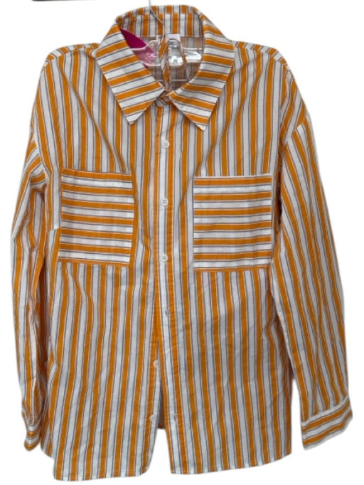 Azura Size S Orange & Blue Cotton Long Sleeve Bralette Stripes Short Set Orange & Blue / S