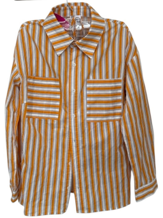 Azura Size S Orange & Blue Cotton Long Sleeve Bralette Stripes Short Set Orange & Blue / S