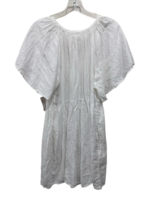 Velvet Size XS White Linen 1/2 Sleeve V Neck Above knee Dress White / XS