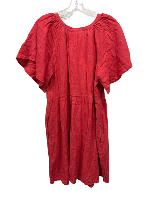 Velvet Size XS Red Linen V Neck 1/2 Sleeve Above knee Dress Red / XS