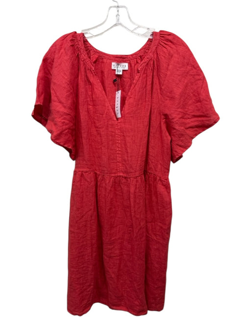 Velvet Size XS Red Linen V Neck 1/2 Sleeve Above knee Dress Red / XS