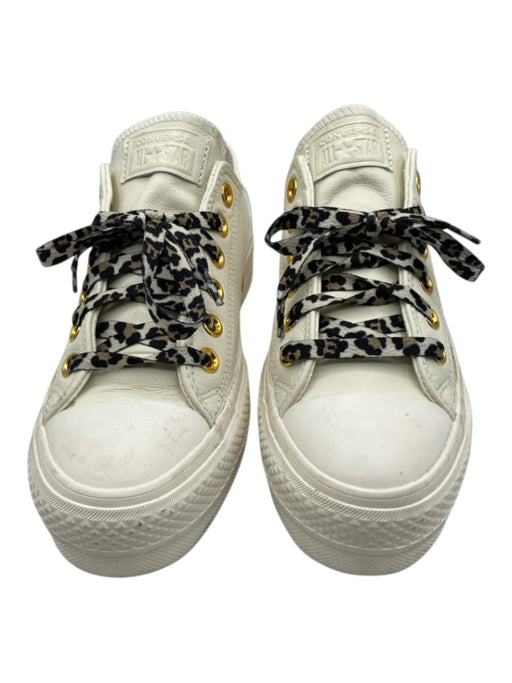 Converse Shoe Size 6.5 White Synthetic Lace Up Cheetah Print Platform Shoes White / 6.5