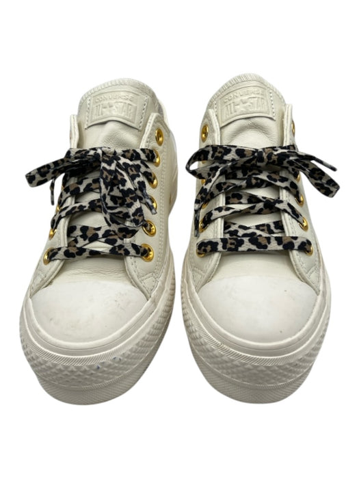 Converse Shoe Size 6.5 White Synthetic Lace Up Cheetah Print Platform Shoes White / 6.5