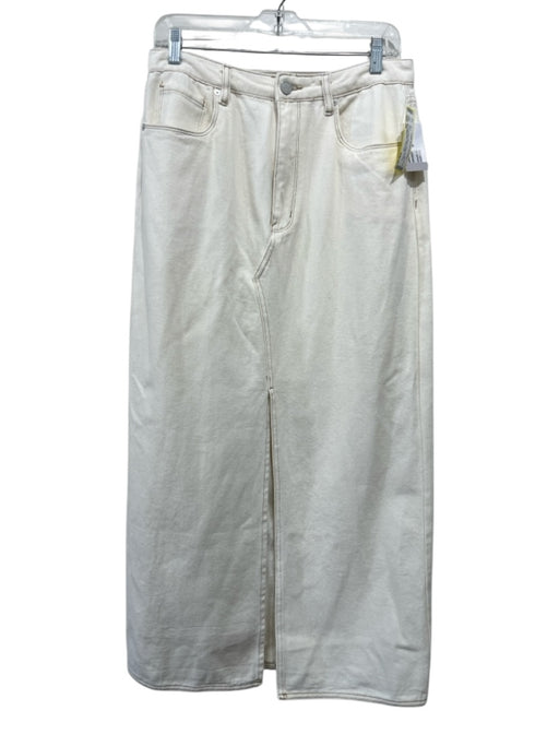 Blank NYC Size 29 Cream White Cotton Denim Contrast Stitch Maxi Skirt Cream White / 29