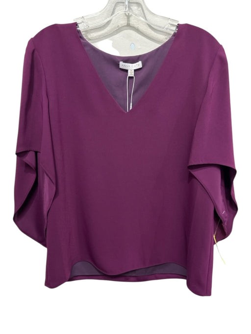 Anna Cate Size XS Plum Purple Polyester V Neck 1/2 Sleeve Sleeve Detail Top Plum Purple / XS