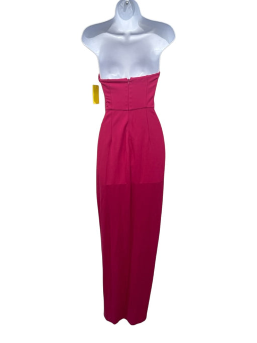 NBD Size XS Hot pink Rayon Blend Strapless Gathered Side Side Slit Dress Hot pink / XS
