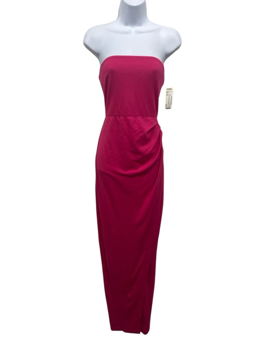 NBD Size XS Hot pink Rayon Blend Strapless Gathered Side Side Slit Dress Hot pink / XS
