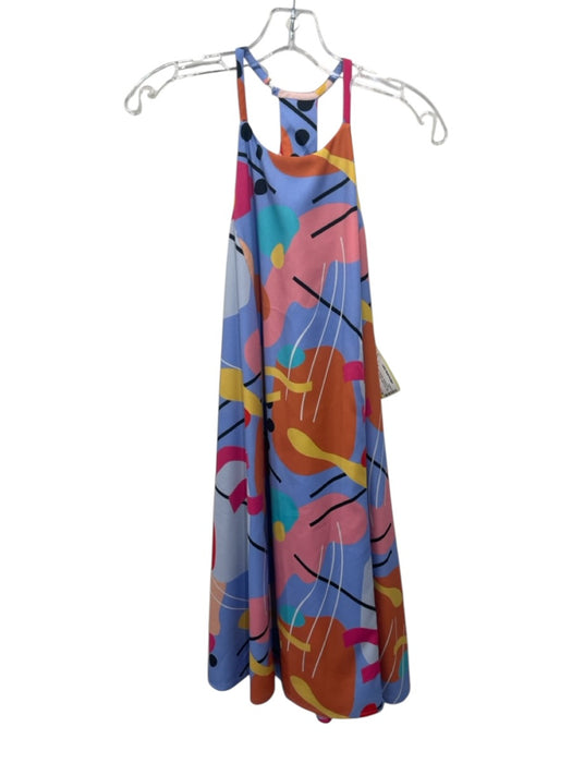 CROSBY by Mollie Burch Size L Blue & Multi Polyester Abstract Print Dress Blue & Multi / L