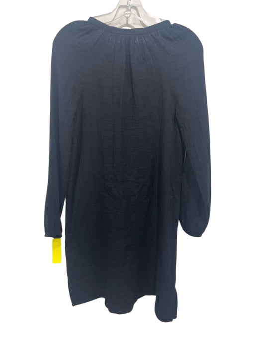 Johnny Was Calme Size XS Black Cotton Gauze Long Balloon Sleeve Dress Black / XS