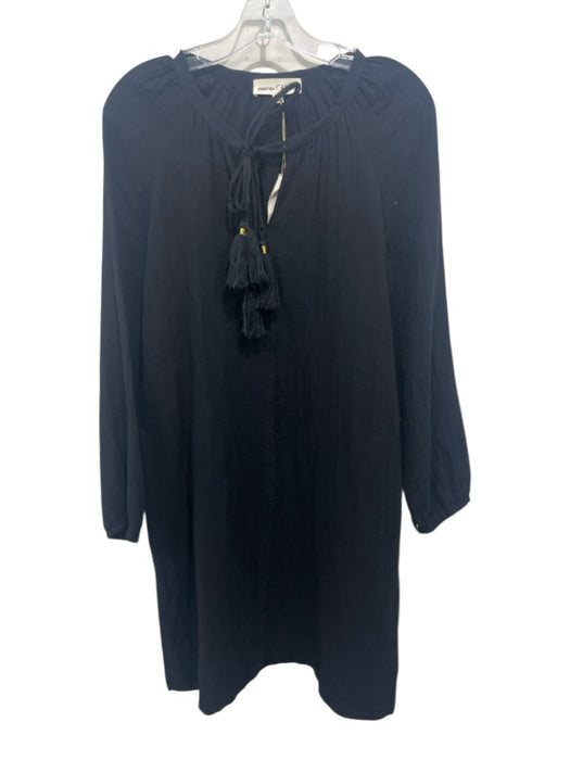 Johnny Was Calme Size XS Black Cotton Gauze Long Balloon Sleeve Dress Black / XS