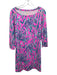 Lilly Pulitzer Size M Pink, Teal & White Rayon Blend Elephant Bamboo Print Dress Pink, Teal & White / M