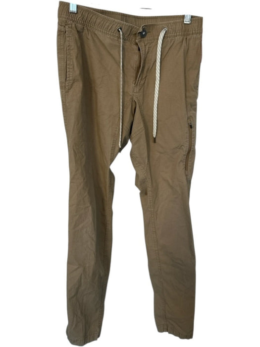 Vuori Khaki Cotton Blend Straight Leg Waist band Front Tie Athletic Pants/Shorts Khaki