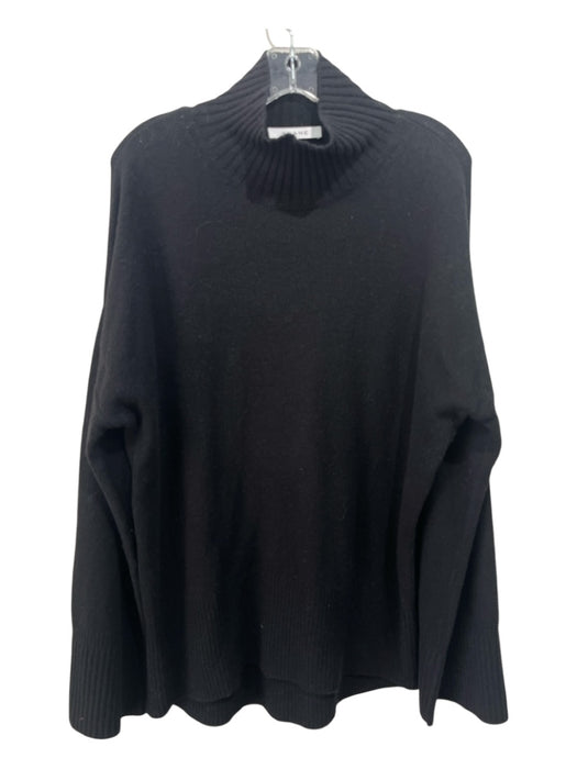 Frame Size Large Black Cashmere Long Sleeve Turtle Neck Ribbed Knit Sweater Black / Large