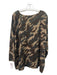 Max Tonso Size Large Tan, Brown, Gray Cashmere 3/4 Sleeve Camo Knit Sweater Tan, Brown, Gray / Large