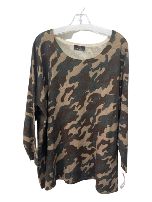 Max Tonso Size Large Tan, Brown, Gray Cashmere 3/4 Sleeve Camo Knit Sweater Tan, Brown, Gray / Large